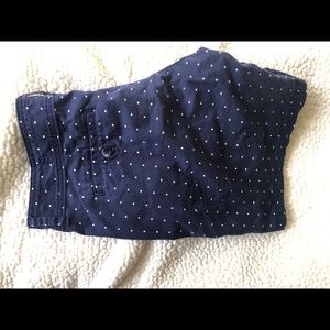 Blue and white polka dot Capri